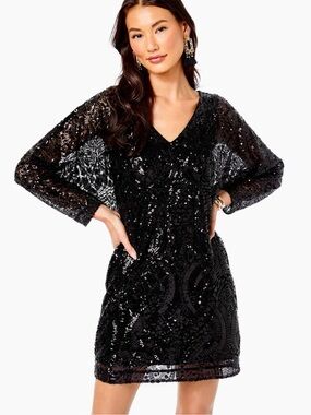 ChicSoul Black Sequin V-Neck Dress - 2X